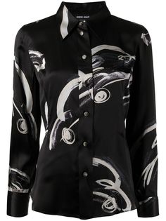 Giorgio Armani рубашка из смесовой шерсти с принтом