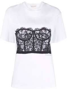 Alexander McQueen футболка с кружевной вставкой-корсетом