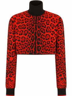 Dolce & Gabbana укороченный джемпер с леопардовым принтом