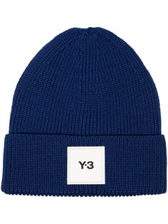 Y-3 logo-patch wool beanie