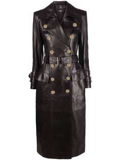 Balmain кожаное пальто с поясом