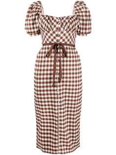 Self-Portrait gingham-check square-neck dress