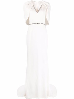 Jenny Packham V-neck cape-detail maxi dress