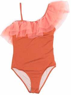 Molo TEEN metallic ruffled-trim swimsuit