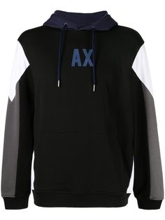Armani Exchange panelled hooded sweatshirt