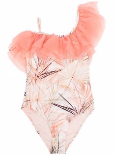 Molo TEEN single-shoulder ruffle trim swimsuit