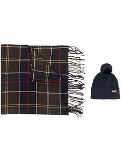 Barbour tartan scarf and hat set