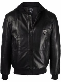 Automobili Lamborghini hooded leather jacket