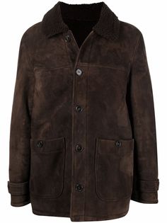 Officine Generale shearling-trimmed leather jacket