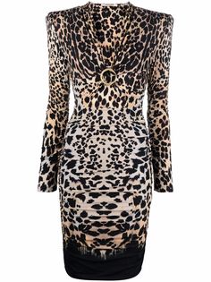 Roberto Cavalli платье мини с леопардовым принтом