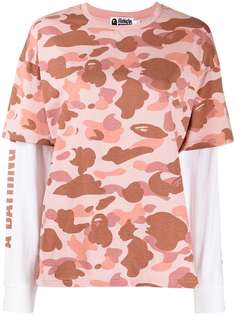 A BATHING APE® футболка с многослойными рукавами