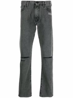 Off-White прямые джинсы с прорезями