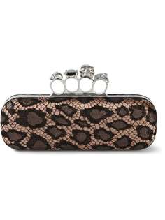 Alexander McQueen клатч Knucklebox с леопардовым принтом