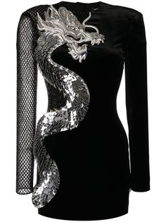 Balmain платье мини с пайетками