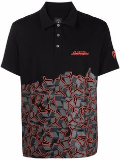 Automobili Lamborghini patterned short-sleeved polo shirt