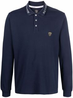 Automobili Lamborghini logo-patch long-sleeved polo shirt