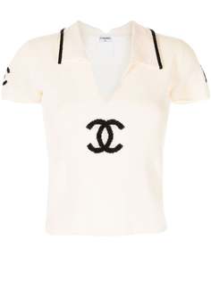 Chanel Pre-Owned трикотажный топ 2001-го года с логотипом