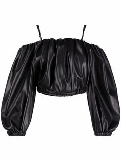 MSGM блузка из искусственной кожи с открытыми плечами