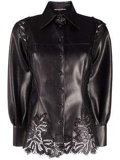 Ermanno Scervino рубашка из искусственной кожи с кружевом