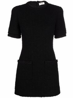 Saint Laurent твидовое платье мини с короткими рукавами