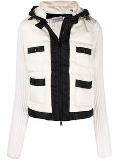 Moncler пуховик с контрастной отделкой