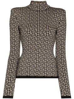 Balmain жаккардовый топ с монограммой