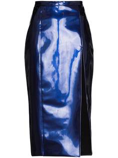 LaQuan Smith юбка миди с эффектом металлик