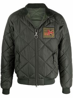 Barbour стеганая куртка на молнии с нашивкой-логотипом