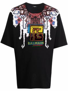 Balmain фактурная футболка с логотипом