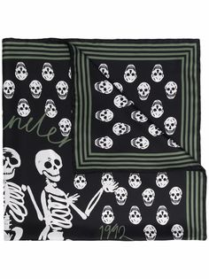 Alexander McQueen шелковый платок Skeleton Biker Skull