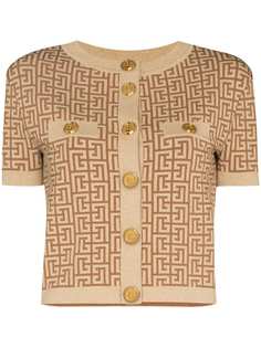Balmain кардиган с монограммой и блестками