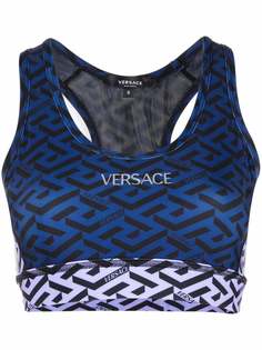 Versace спортивный бюстгальтер с принтом Greca