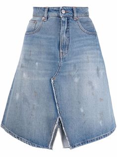 MM6 Maison Margiela джинсовая юбка А-силуэта с эффектом потертости