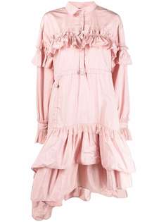 RED Valentino платье-рубашка из тафты с оборками