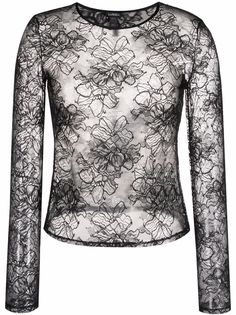 La Perla кружевной топ с длинными рукавами