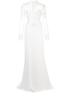 Tadashi Shoji платье с длинными рукавами и кружевной вставкой