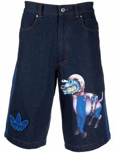 adidas джинсовые шорты с нашивкой-логотипом
