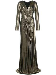 Tadashi Shoji платье с V-образным вырезом и эффектом металлик