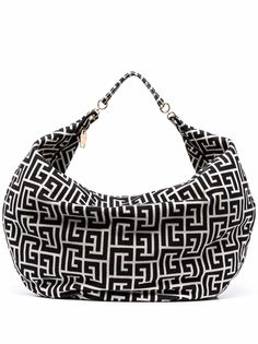 Balmain жаккардовая сумка на плечо Hobo Monogram