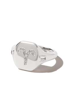 SHAY SHAY 18K WG ZODIAC ARIES SIGNET PINKY R