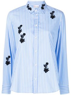 RED Valentino рубашка в тонкую полоску с цветочной вышивкой
