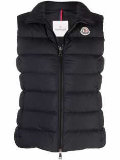 Moncler дутый жилет с нашивкой-логотипом