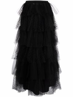 RED Valentino ярусная юбка миди с тюлем пуэн-деспри