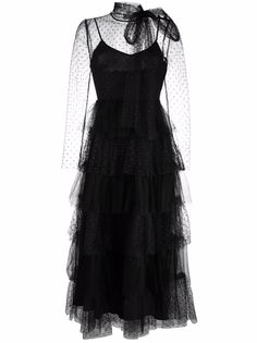 RED Valentino ярусное платье с тюлем пуэн-деспри