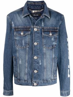Philipp Plein джинсовая куртка с эффектом потертости