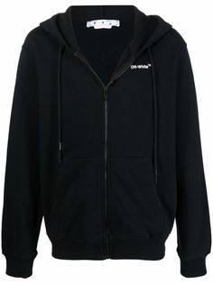 Off-White CARAVAG ARROW SLIM ZIP HOODIE BLACK WHIT