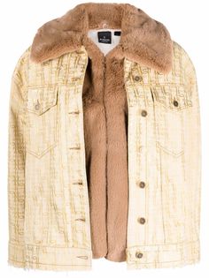 Pinko джинсовая куртка с искусственным мехом