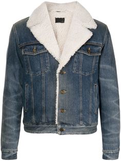 Saint Laurent джинсовая куртка с мехом