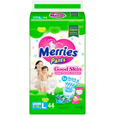 Подгузники-трусики Merries Good skin L 9-14кг 44шт