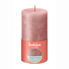 Свеча Bolsius Rustic Metallic Shimmer 13х6,8 см розовая
